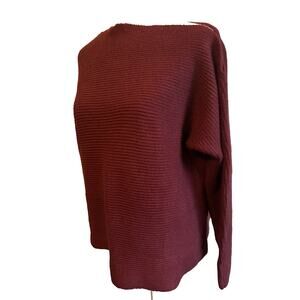 NWT Nordstrom Treasure & Bond Sweater Off Shoulder Ribbed Burgundy Red Dressy L